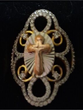 Gold Over Sterling silver 925 Cross Ring